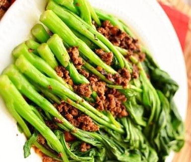 豉汁肉末蒸菜心